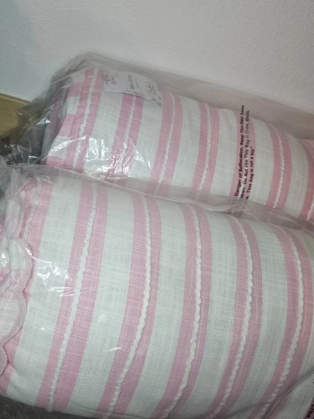 teen home pink and white striped bolster pillows set of 2